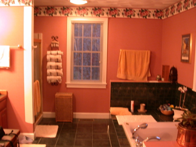 BEFORE: DATED GREEN & PINK BATHROOM
