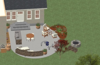 DESIGN STAGE OF PATIO FROM NORTH