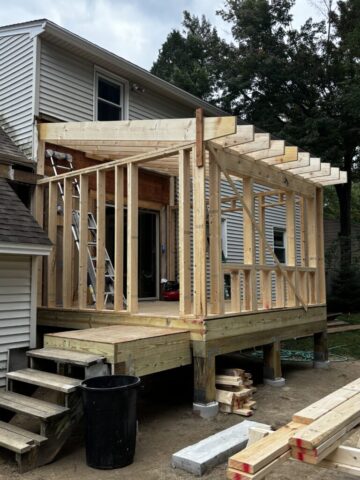 SOLID CONSTRUCTION, 2X6 WALLS, 2X10 CEILING, 2X10 FLOOR, 8X8 FOUNDATION POSTS 8X8 BEAM