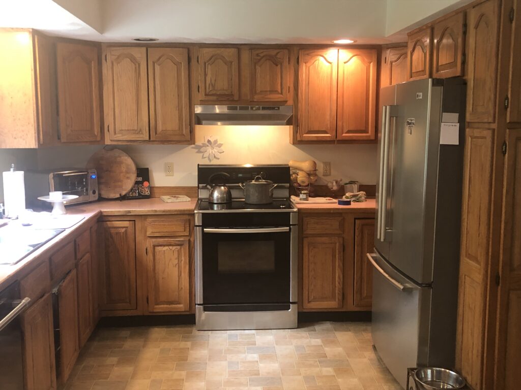 Before: 1980s dated kitchen